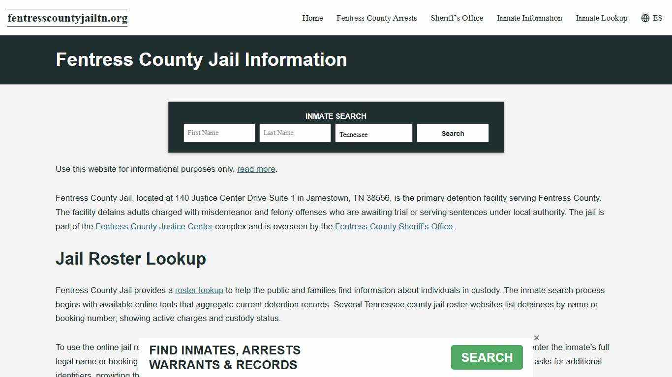 Fentress County, TN Jail Roster, Inmate Info